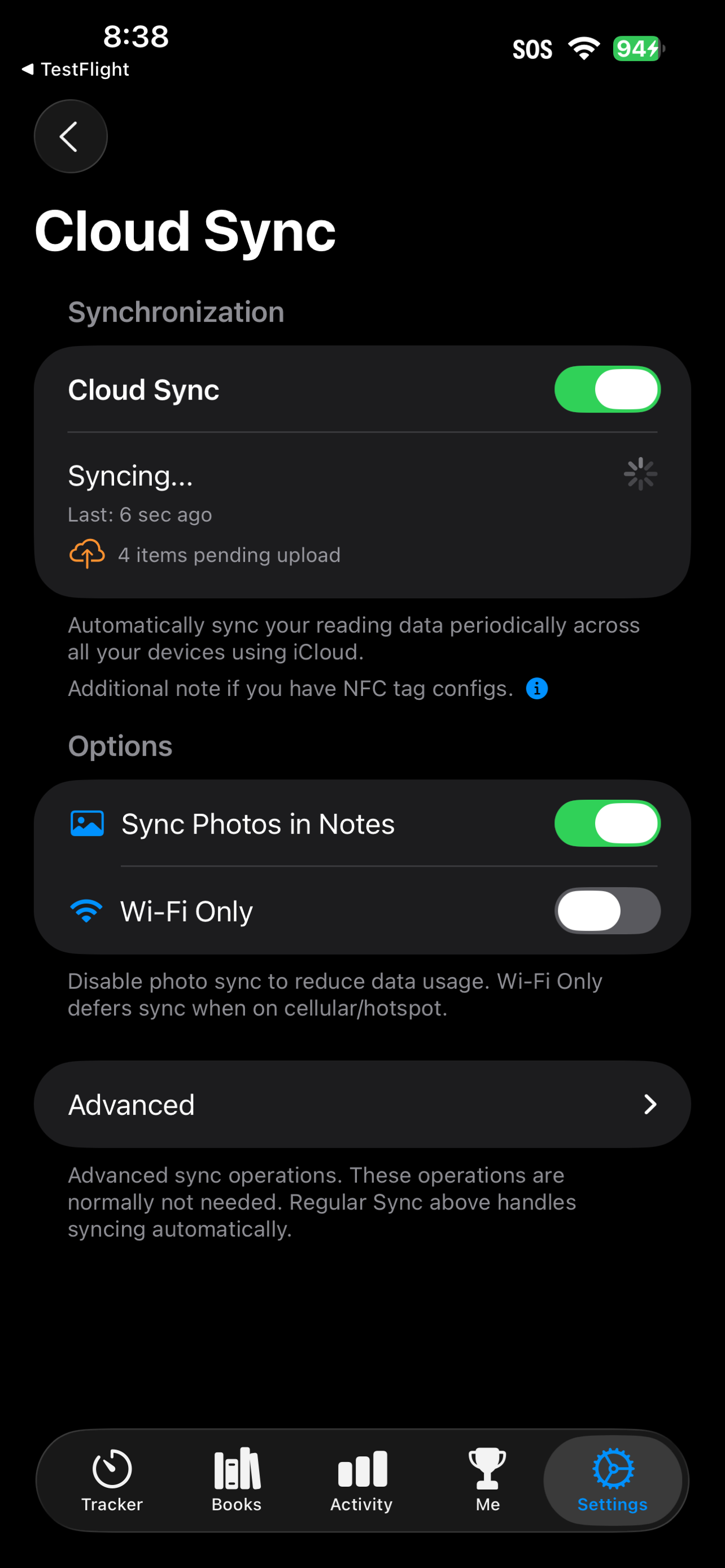 Settings Cloud Sync 2